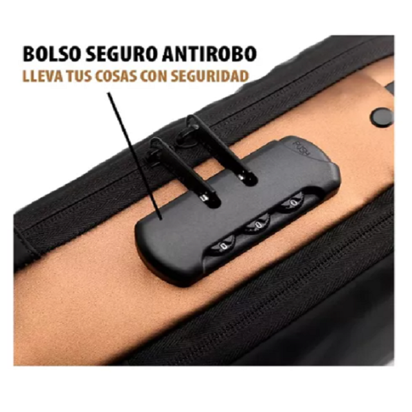 BOLSO IMPERMEABLE ANTIRROBO CON PUERTO DE CARGA