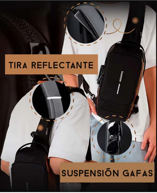 BOLSO IMPERMEABLE ANTIRROBO CON PUERTO DE CARGA